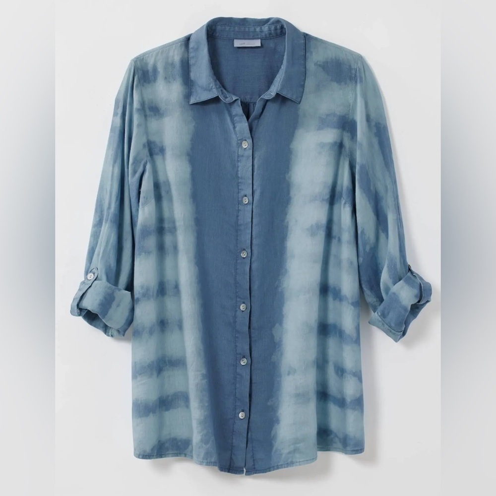 J.jill women’s linen blend tie dye button up